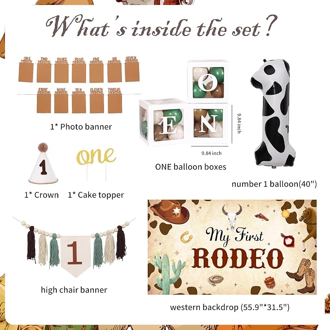 Western Cowboy First 1st Birthday Decorations - Image 3