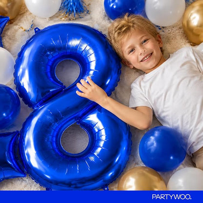 PartyWoo Number Balloons 40 Inch Blue Number 8 Kit - Image 3