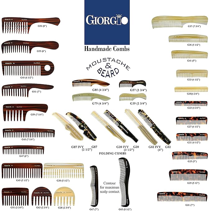 Giorgio G49 Yellow Tokio, Large 5.75 Inch Detangling Comb, Wide Teeth for Thick Curly Wavy Hair. Long Hair Detangler, Handmade of Quality Cellulose, Saw-Cut, Hand Polished.