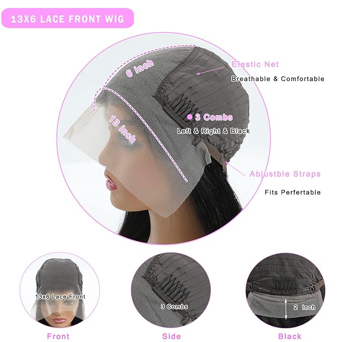 13x6 Lace Front Wigs Human Hair for Women 180 Density 32 Inch Straight Lace Front Wigs HD Transparent Frontal Wigs Human Hair Lace Front Wigs Pre Plucked with Baby Hair Glueless Wigs