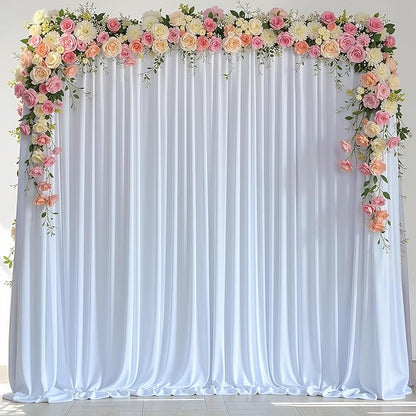 White Backdrop Curtain for Wedding Parties Backdrop Drapes 10x8FT | Wrinkle by Wokceer