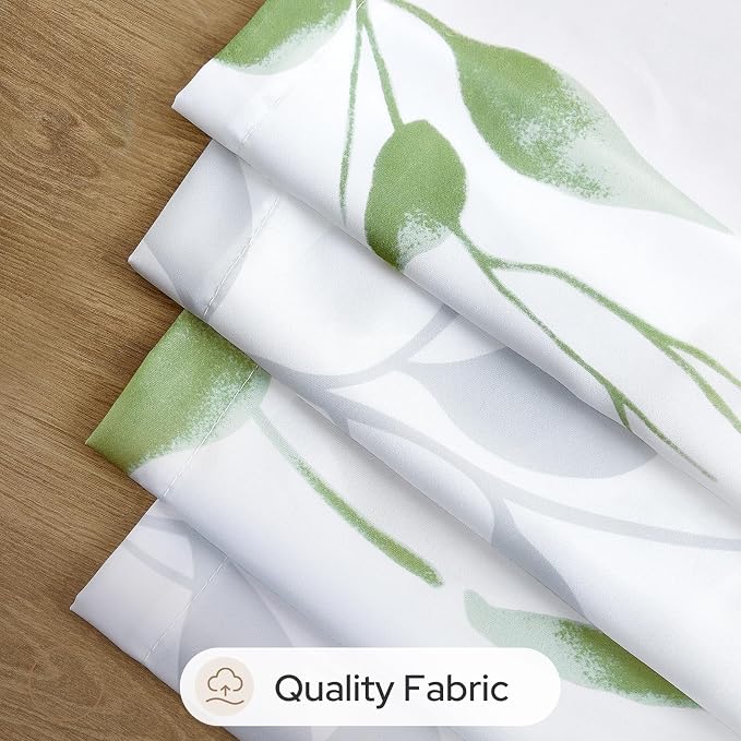 HOMEIDEAS Non-See-Through Sage Green and White Privacy Sheer Curtains 52 X 63 - Image 6