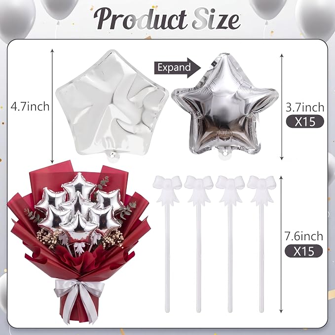 15 Pcs Mini Star Self Inflatable Balloons Bulk - Image 2