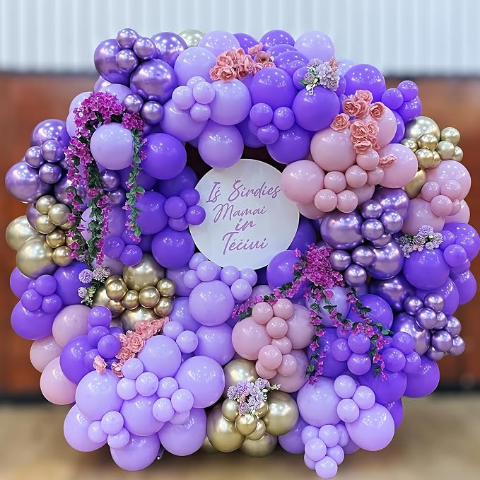135pcs Pastel Purple Balloon Arch Kit Different Sizes of 18 12 10 5 Inch - Image 6