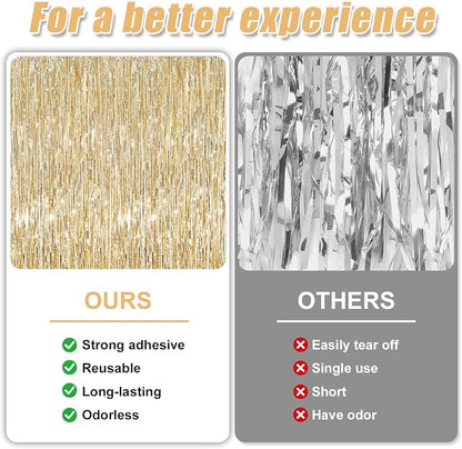 Crosize 2 Pack Champagne Gold Party Streamers Backdrop, 3.3 x 9.9 ft | Tinsel - Image 3