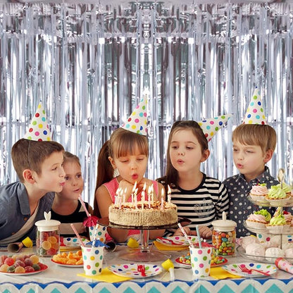 2 Pack Silver Foil Fringe Curtain Backdrop, 3.2Ft x 8.2Ft Metallic Tinsel Foil - Image 5