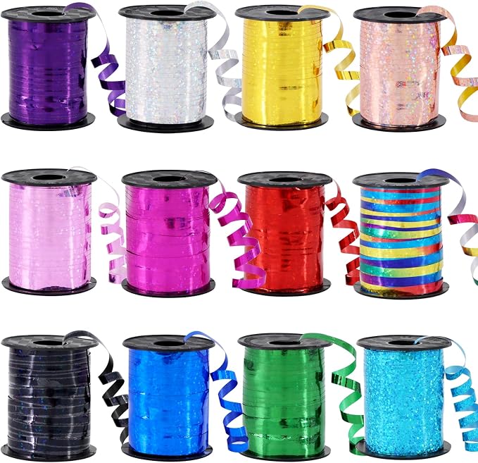 BEISHIDA 12 Assorted Colors Curling Ribbons Set, Rainbow Balloons Strings by Beishida