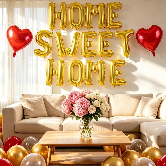TONIFUL 16 Inch Gold HOME SWEET HOME Letter Balloon Decor - Image 6
