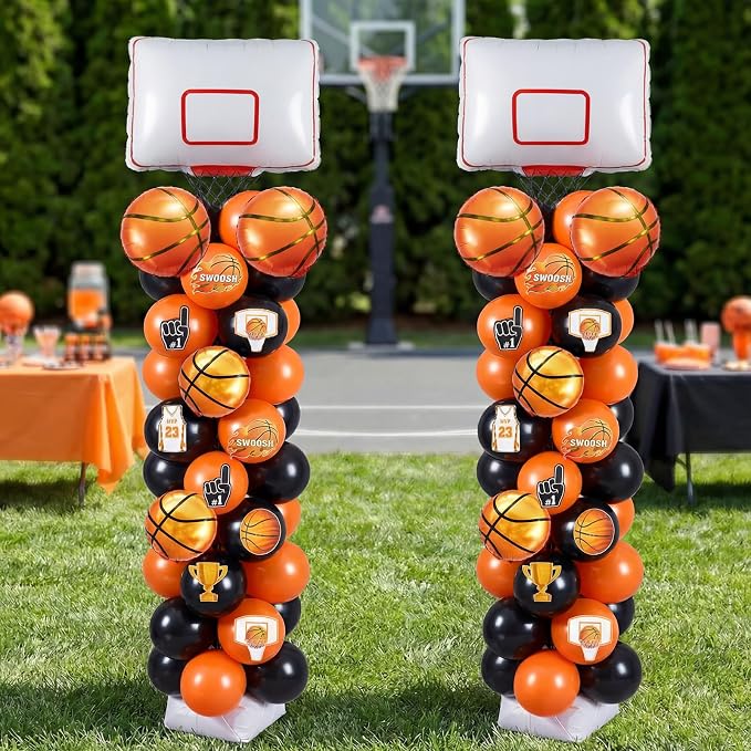 Gejoy 2 Sets Basketball Hoop Balloon Column Stand Kit Includes 169 Latex - Image 6