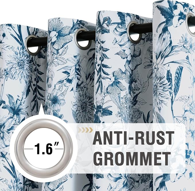 H.VERSAILTEX Blackout Curtains 84 Inch Length 2 Panels Set Floral Print Curtain - Image 2