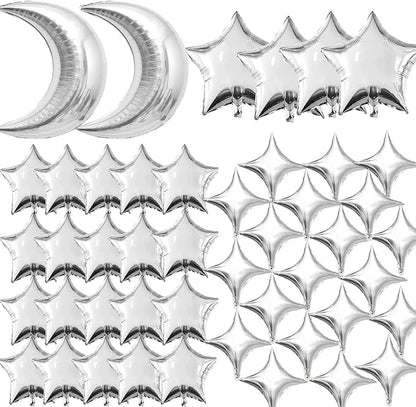 50pcs Silver Moon and Star Balloons, Star Foil Balloons Star Balloon | Moon and by PSKJATIN