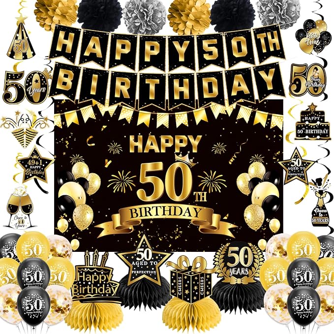 Pre-Strung 50th Birthday Decorations by Unknown