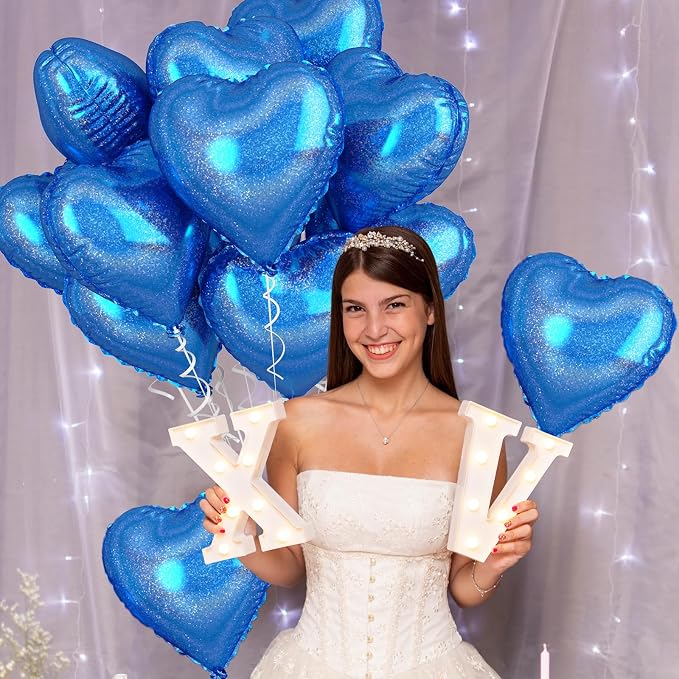 Biapian Dark Blue Heart Balloons, 18inch Love Foil Balloons Helium - Image 5