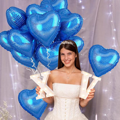 Biapian Dark Blue Heart Balloons, 18inch Love Foil Balloons Helium - Image 5