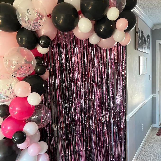 Balloons Black and Pink, Rose Red Pink Party Balloons Decoration - Image 6