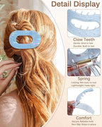 Mesovor 4 Pack French Flat Hair Clips for Women, 3.74" Nonslip Stylish Round Duckbill Lay Flat Hair Claw | Side Slide Volume Flat Hairclips for Lying Down, Yoga, Driving (Mermaid Stripes)