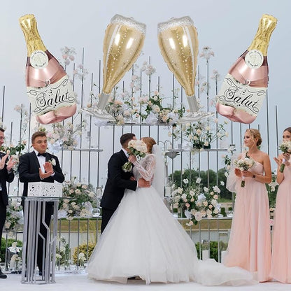 Aluminum Foil Champagne Balloons, Large 36Inch Pink Mylar Foil Helium Wine - Image 5