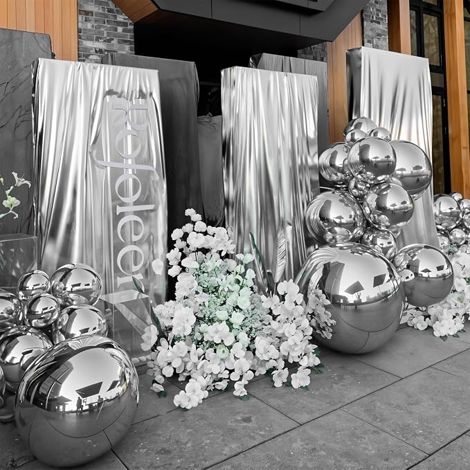 12Pcs Silver Round Foil Balloons, Metallic Silver Foil Balloon - Image 6