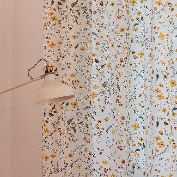 Sutuo Home Boho Curtain Semi-Blackout Vintage Florals Print Cotton Linen Fabric - Image 7