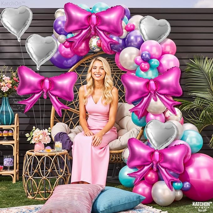 KatchOn Silver Foil Heart Balloons Set 25 Inch, Heart Shaped Balloons - Image 5