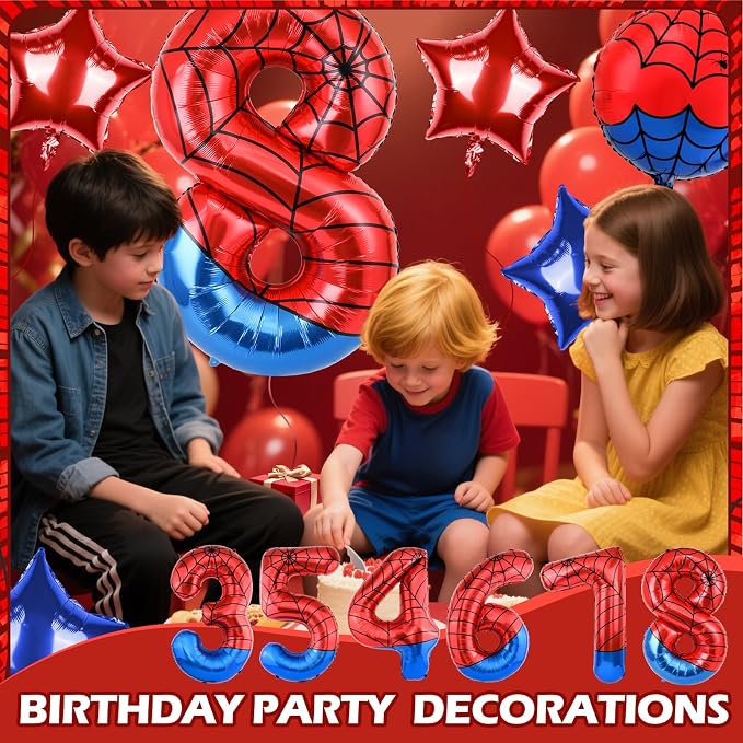 40 Inch Spider Theme Number Balloon, Number Block Foil Number 8 Balloons Large - Image 5