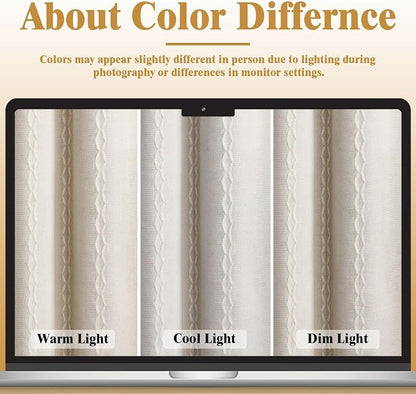 80% Boho Blackout Curtains 90 Inch Linen Blend Drapes 2 Panels | Vintage - Image 5