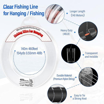Clear Fishing Wire, Acejoz 656FT Fishing Line Clear Invisible Hanging Wire - Image 4