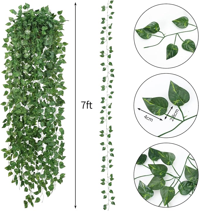 CEWOR 14 Pack 98ft Artificial Ivy Greenery Garland, Fake Vines Hanging Plants - Image 2