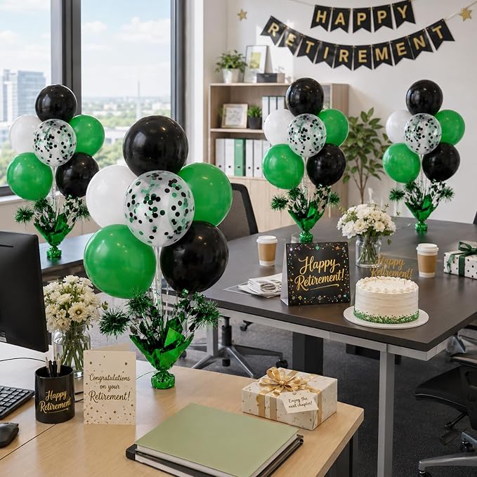 4 Set Green Black Balloon Centerpieces - Image 9