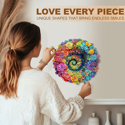Rainbow Vortex Succulents Puzzles Adults Gifts Wooden 175 Pieces 11.4 * 10.9in - Image 5