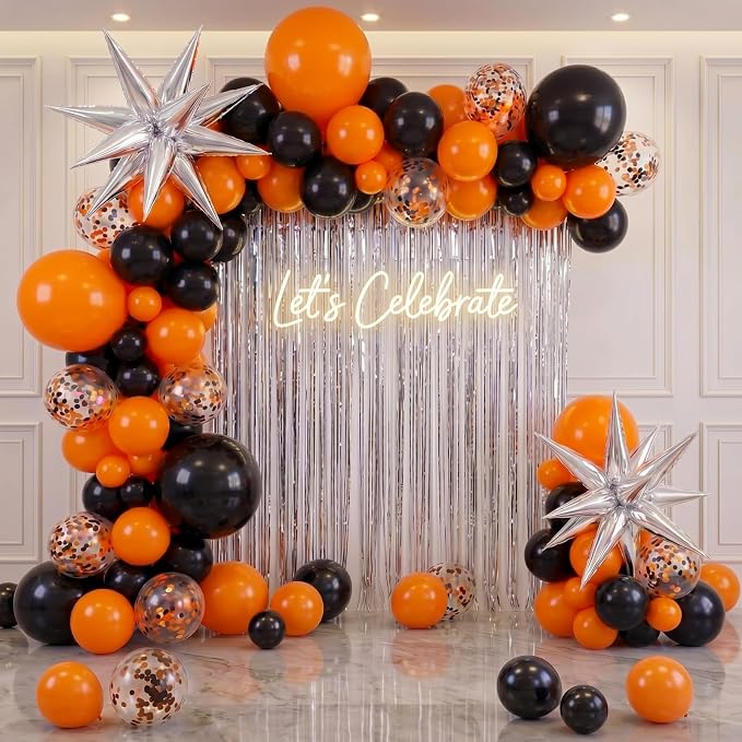 Capoda 148 Pcs Orange and Black Balloon Garland Arch Kit Spooky Party - Image 6
