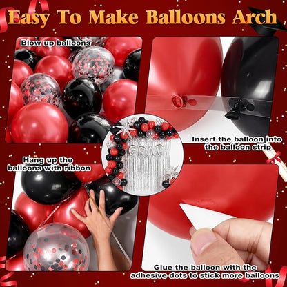 Capoda 148 Pcs Red and Black Balloon Garland Arch Kit Racing Party Decorations - Image 3