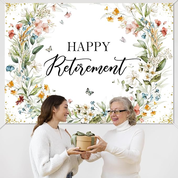 Avezano Happy Retirement Banner Wildflower Themed Happy Retirement Party - Image 7