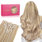 WENNALIFE Seamless Clip In Hair Extensions, 20 Inch 150g 7pcs Dirty Blonde Highlighted Bleach Blonde Hair Extensions Clip in Human Hair Invisible PU Skin Weft Natural Remy Human Hair Extensions