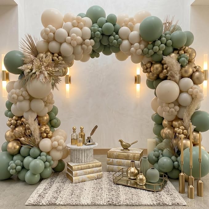 Sage Green Balloons Garland Arch Kit by Unknown