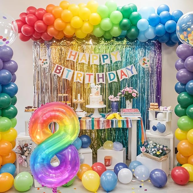 Foil 8 Balloon, Pastel Rainbow Number 8 Balloons - Image 7