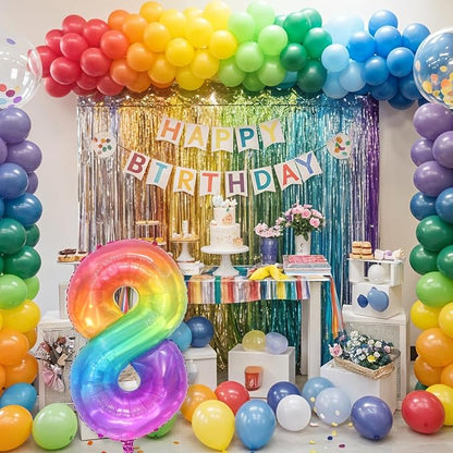 Foil 8 Balloon, Pastel Rainbow Number 8 Balloons - Image 7