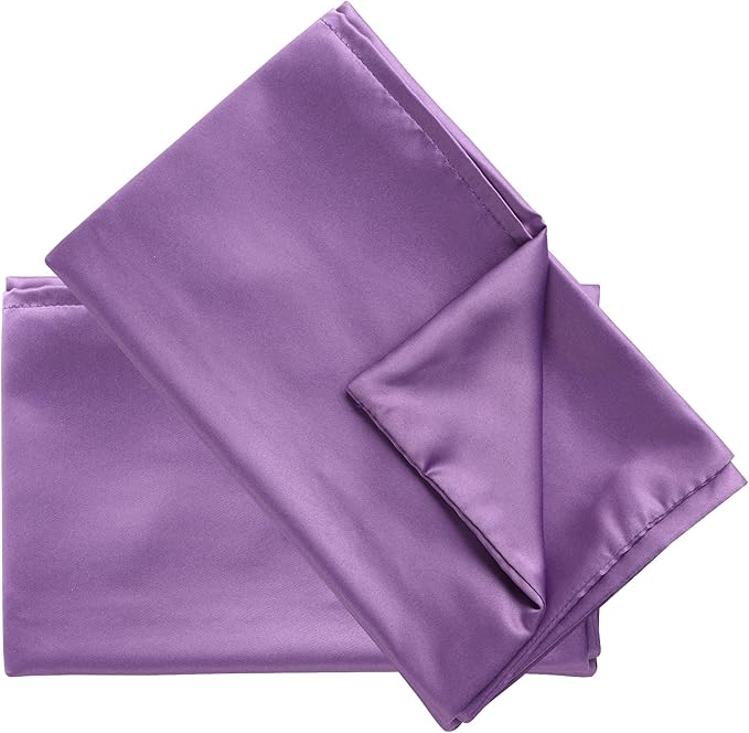 uxcell 2 Pack Silk Satin Pillowcase for Hair and Skin, Cool, Silky, Soft Breathable Pillow Cases Queen Size 20x30 Inch Sateen Pillowcase Purple with Envelope Closure