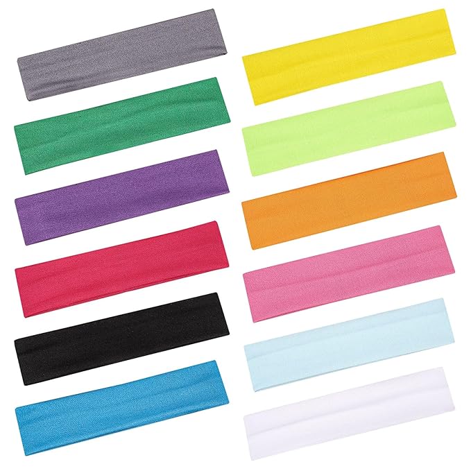 Hairband, 12 Colors Soft Elastic Hair Headband for Gym Exercise Sport Yoga, Casual Fashion Women Hair Accessories, Girl Women Head Bands, 12 Count