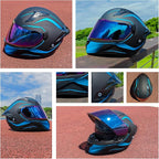 Full Face Motorcycle Helmets for Adult Men Women, DOT Approved Street Bike Racing Helmet Dual Visor Quick Release Buckle, Motorbike ADV Moped Helmet with Extra Clear Visor