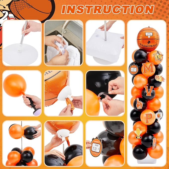Gejoy 2 Sets Basketball Balloon Column Stand Kit Include 162 Latex Balloons 12 - Image 5