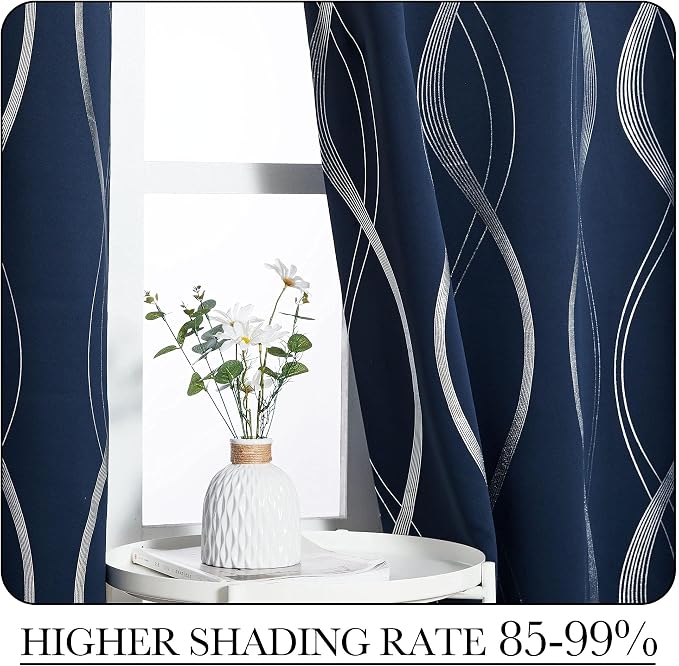 NICETOWN Navy Blue Blackout Curtain Panels 84 inches Long, Window Treatment - Image 4