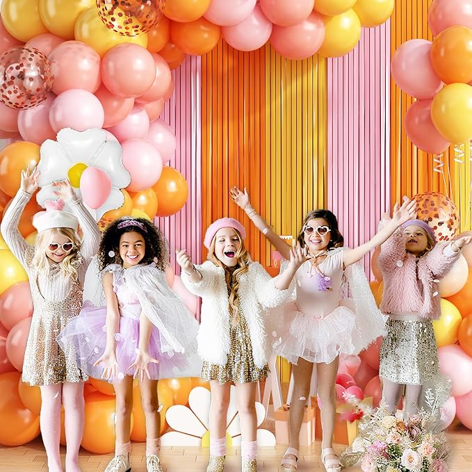 Groovy Daisy Balloon Arch Garland Kit Birthday Party Decorations | Pink Orange - Image 4