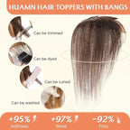 Benehair Clip in Bangs 100% Real Human Hair Extensions 360° Cover Clip on 3D Wispy Bangs for Women Topper Hairpieces for Women Dark Brown