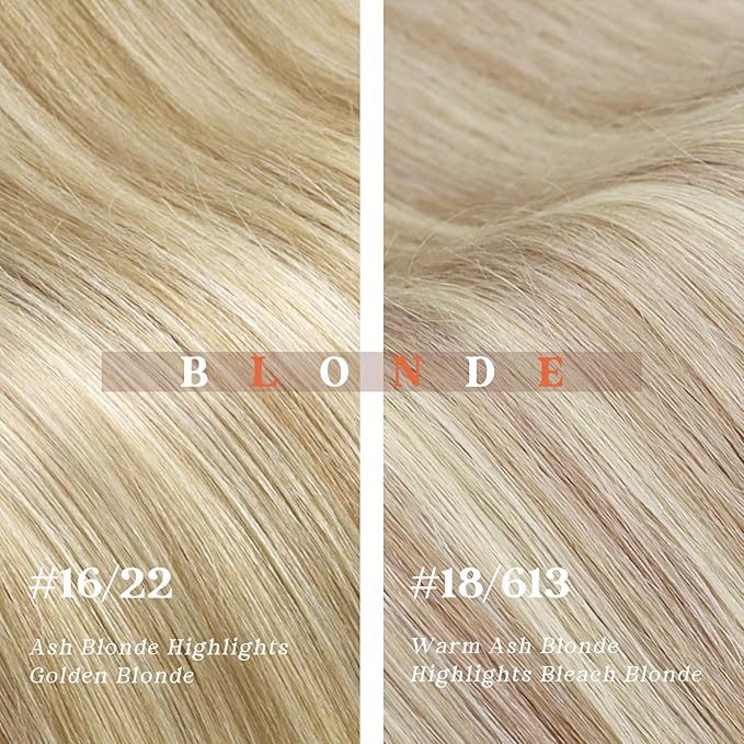 Ve Sunny Human Hair Clip in Extensions Dark Blonde Highlights Golden Blonde Remy Hair Extensions for Women Clip on Hair Extensions Human Hair Short 5pcs 80g 12 inch