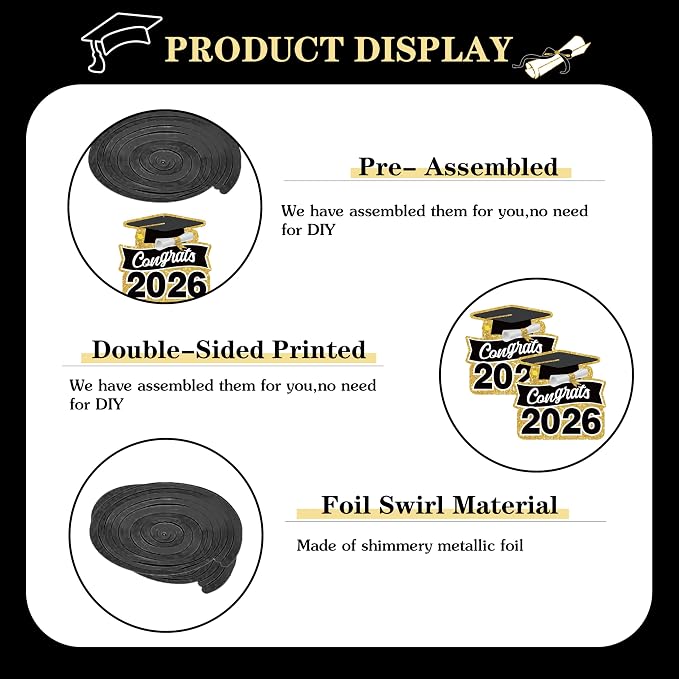 Black and Gold Graduation Decorations 2026 Class of 2026 Decorations - Image 8