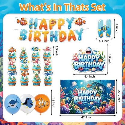 42Pack Finding Nemo Party decoration pack include Banner, Honeycomb Centerpieces - Image 3