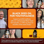 Cold Pressed Black Seed Oil Capsules - 1500mg Black Cumin Supplement for Immune Function, Digestive Support & Overall Health - Hair & Skin Superfood - Nigella Sativa - 1 Month Supply, Unflavored