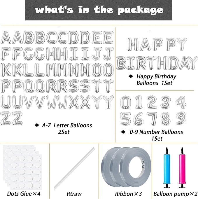 Happy Birthday Balloon Banner Custom Phrase Balloons letter 16 inch - Image 2