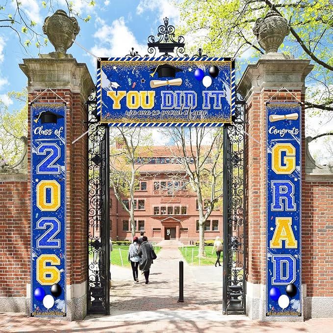 Blue and Gold Graduation Decorations Class of 2026 Graduation Banner Congrats - Image 4
